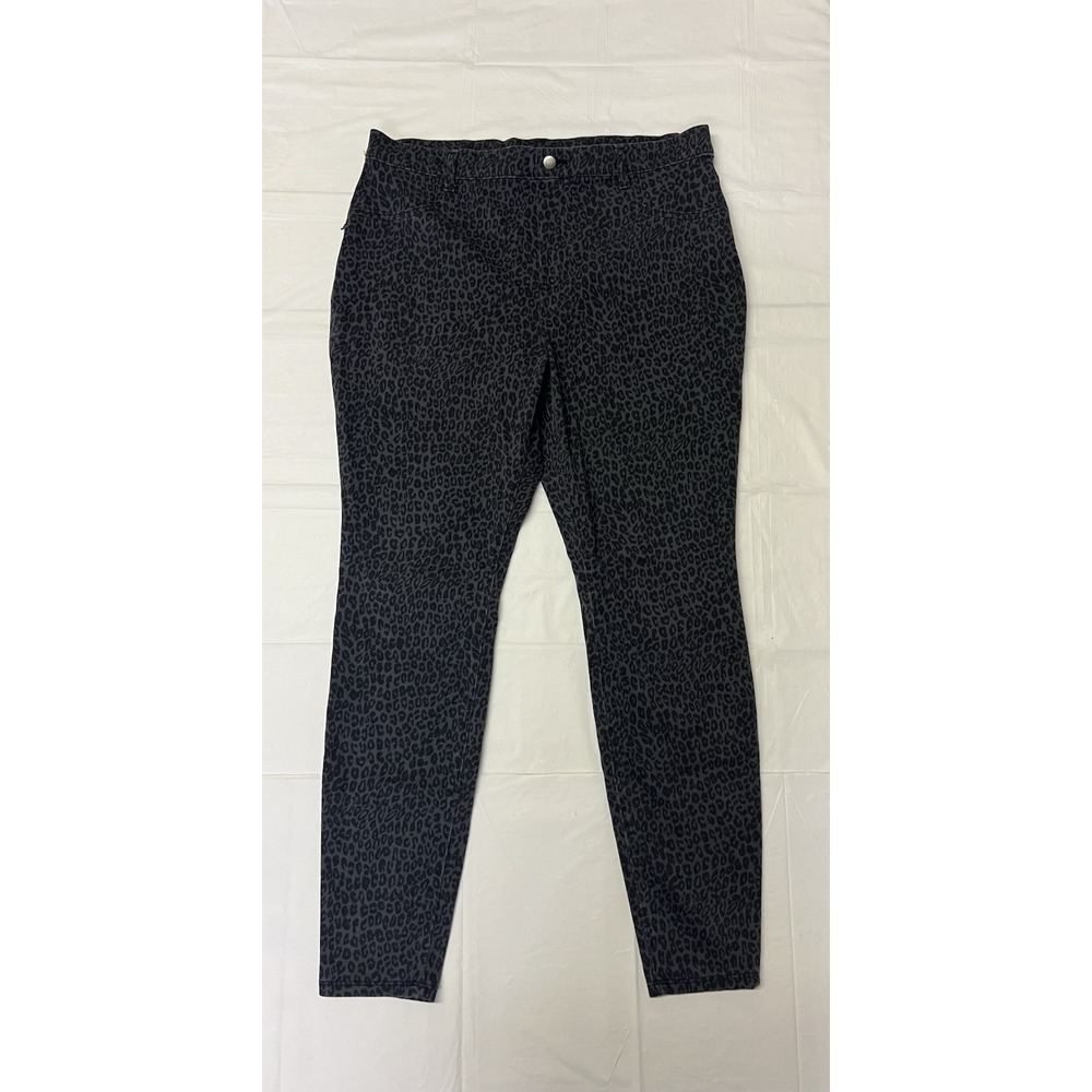 Time And Tru Cheeta Black Pants Stretch Women's Size XL (16-18)